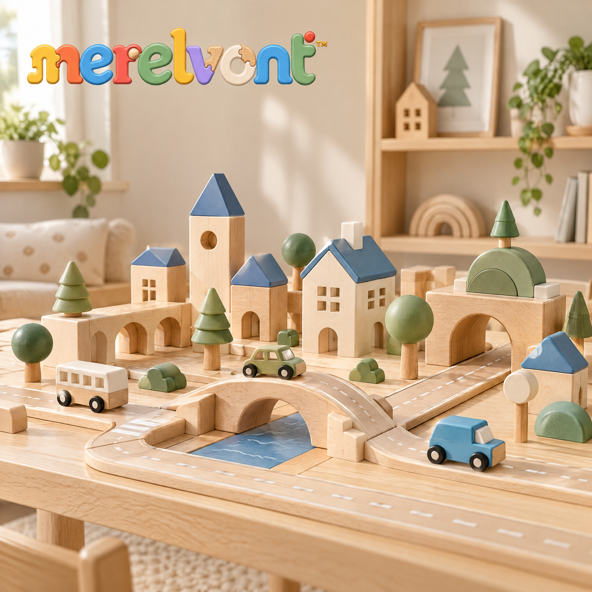 Merelvont™ Wooden City Road & Town Playset