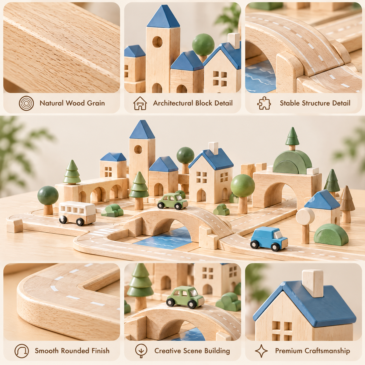 Merelvont™ Wooden City Road & Town Playset