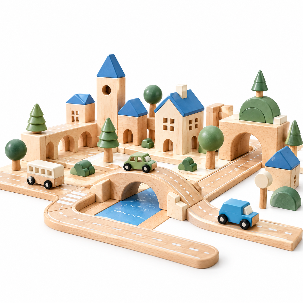 Merelvont™ Wooden City Road & Town Playset