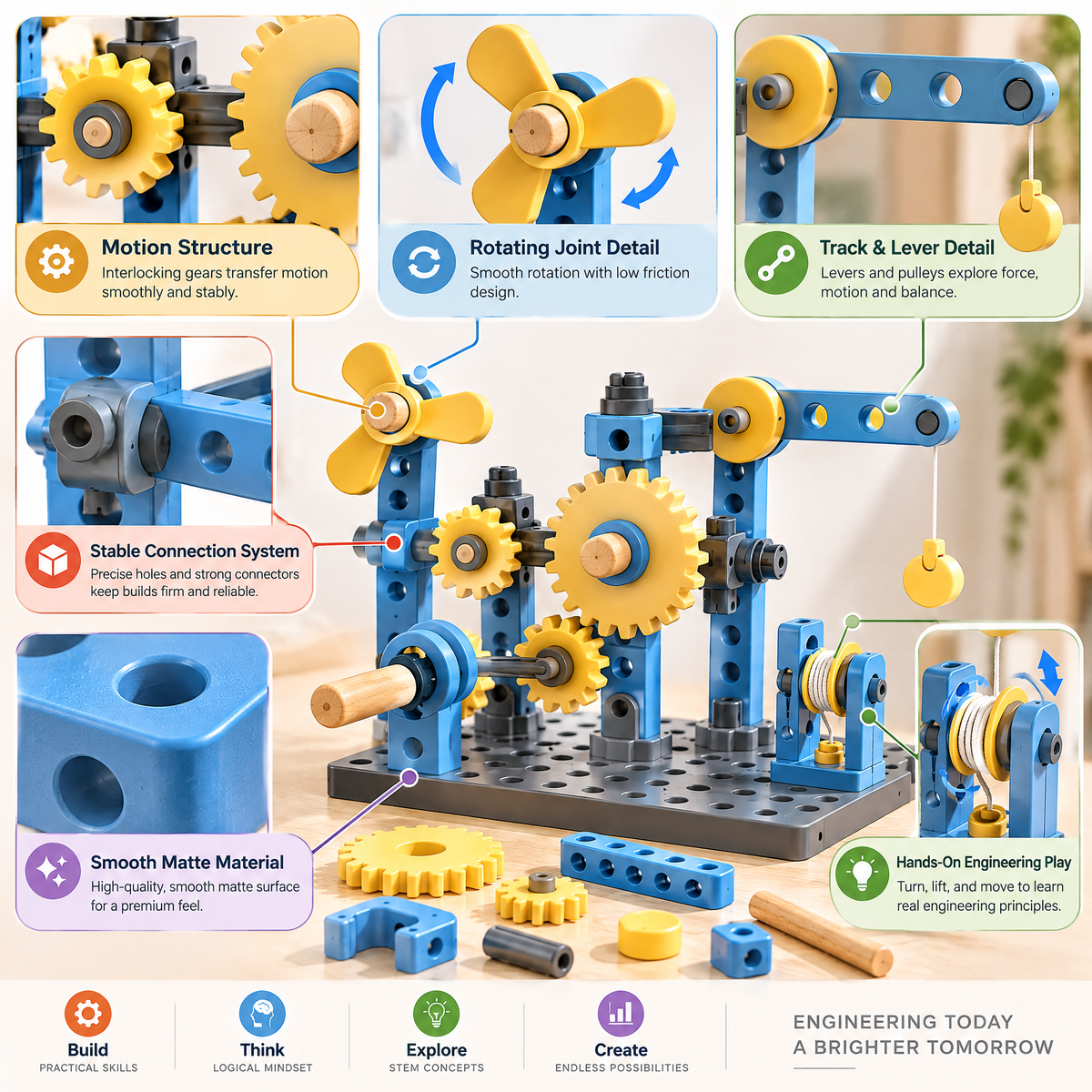 Merelvont™ Mechanical Gear & Pulley Construction Kit