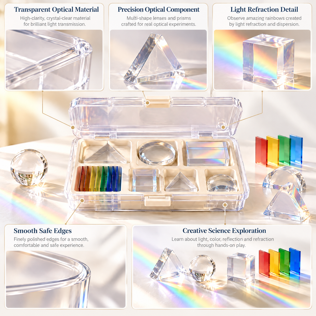 Merelvont™ Rainbow Prism & Light Science Experiment Kit