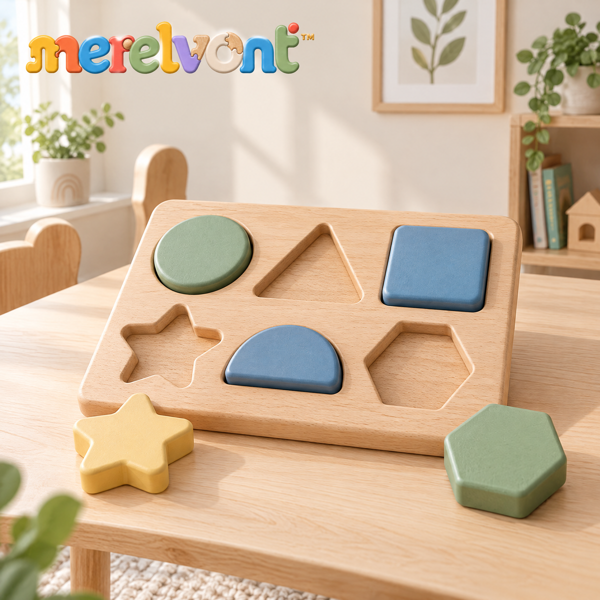 Merelvont™ Wooden Geometric Shape Matching Puzzle