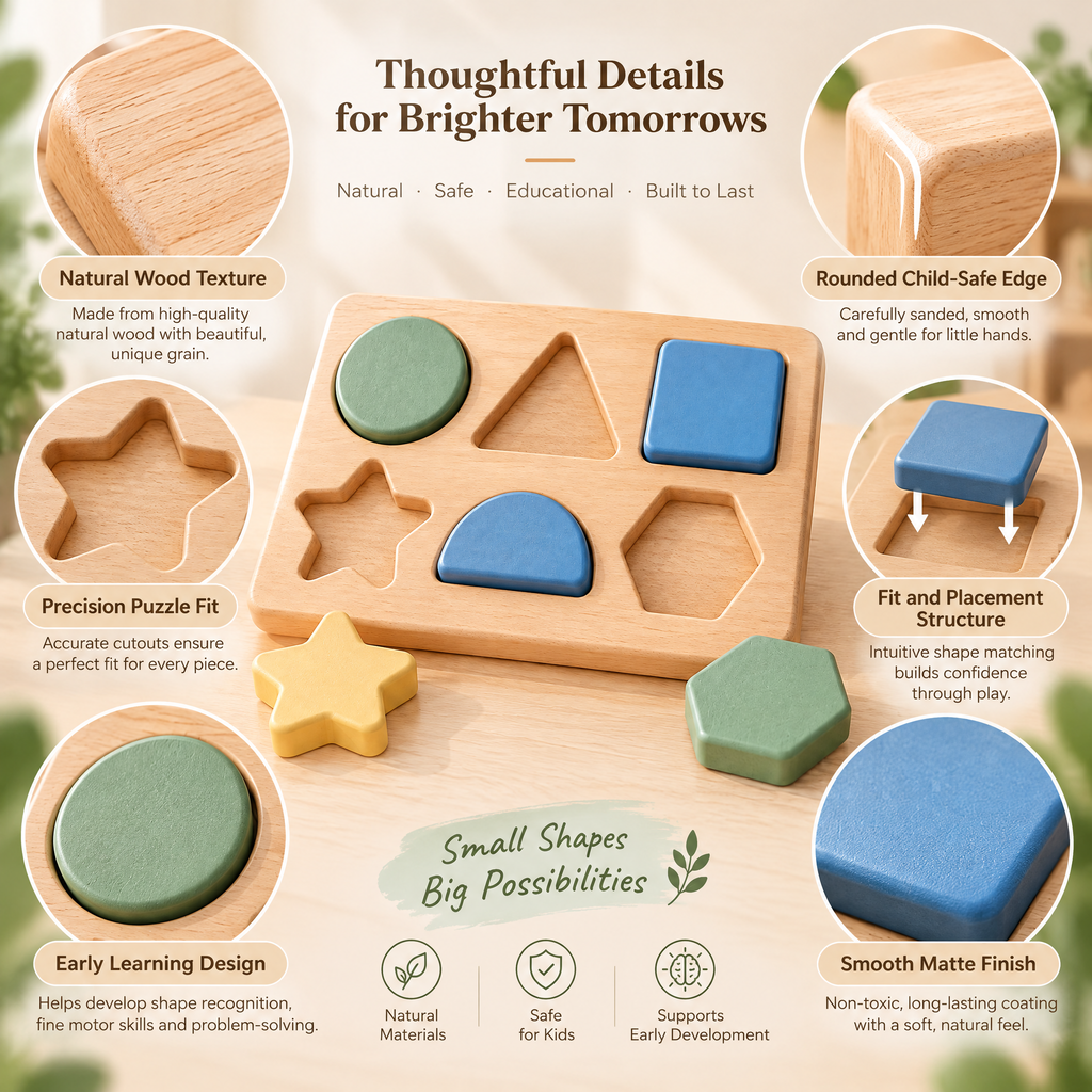 Merelvont™ Wooden Geometric Shape Matching Puzzle