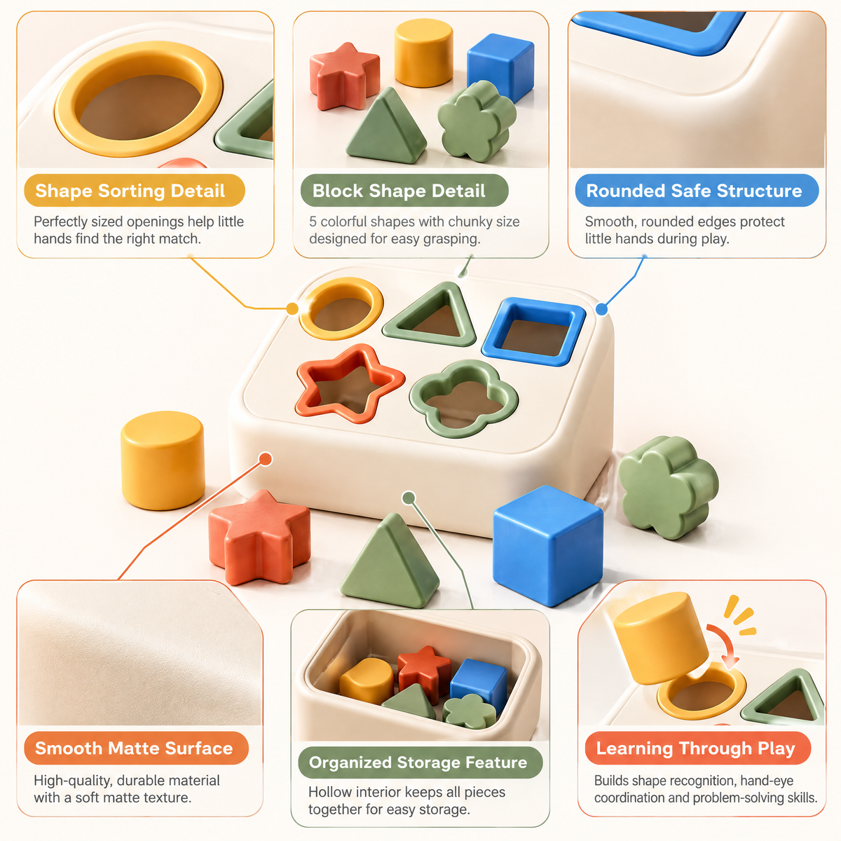 Merelvont™ Colorful Shape Sorting Learning Box