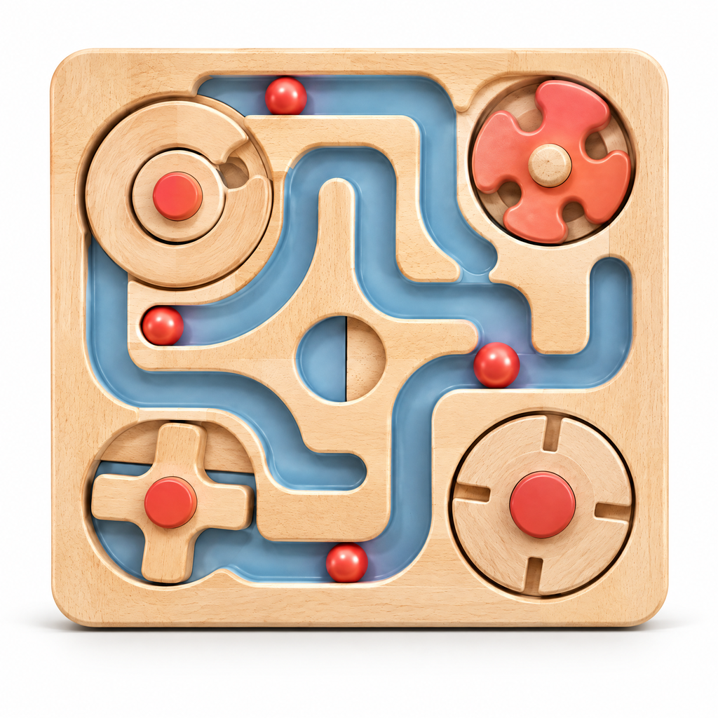 Merelvont™ Wooden Ball Maze & Gear Activity Board